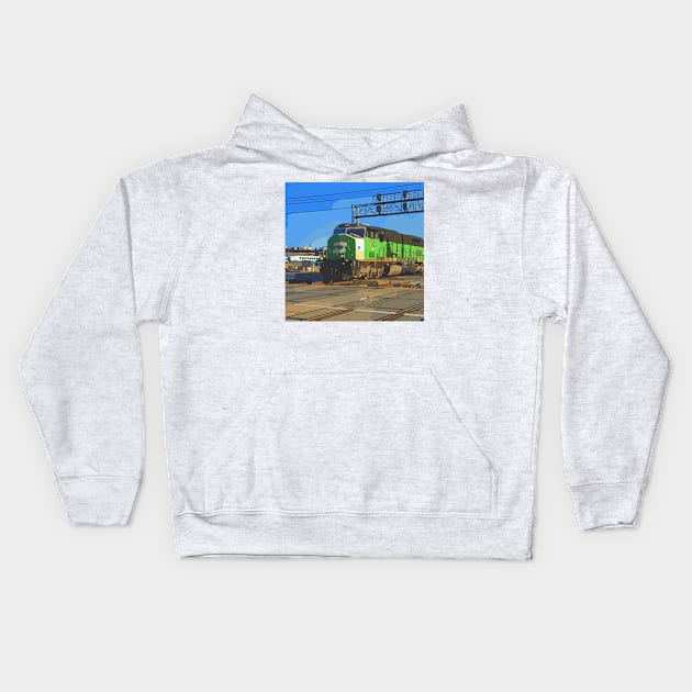 Burlington Northern Train Locomotive Kids Hoodie by WelshDesigns